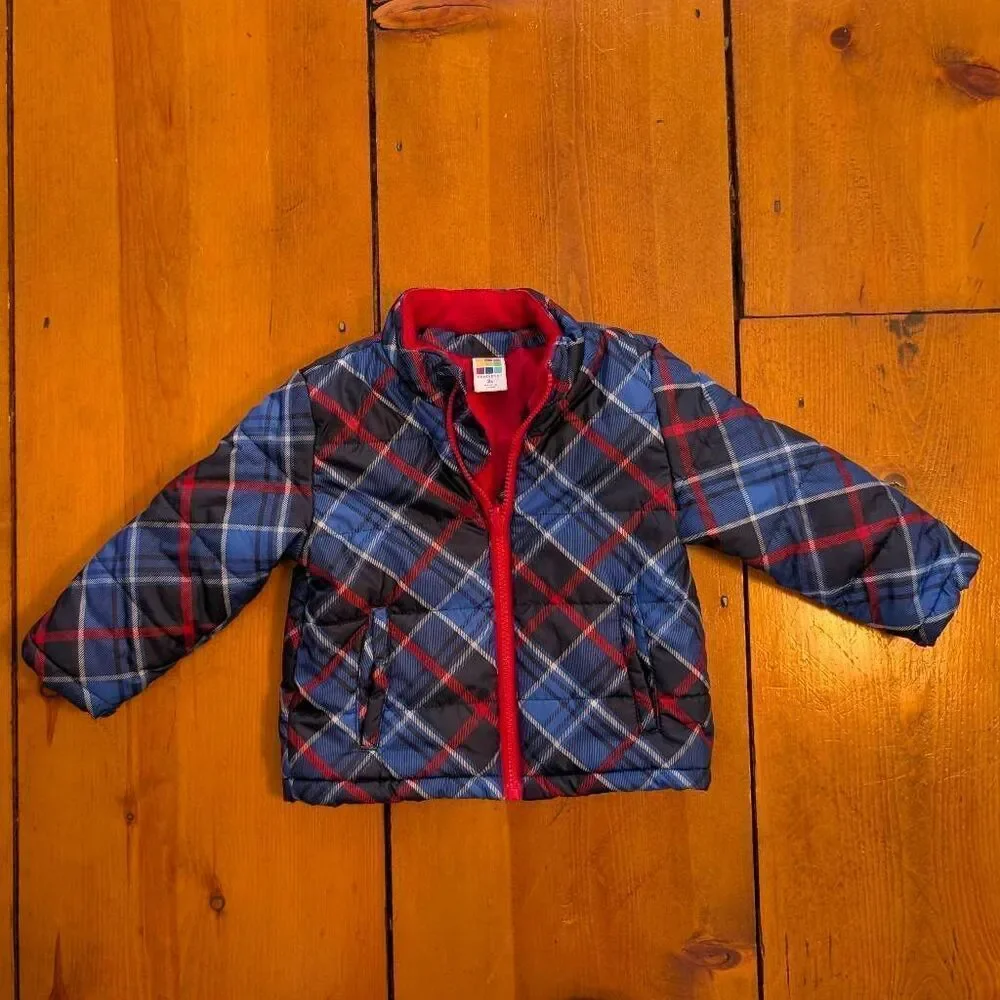 Healthtex 2-in-1 Jacket Coat Size 2t Navy Red Grey Winter Fall Spring Plaid